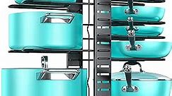 MUDEELA Pots and Pans Organizer Rack under Cabinet with 3 DIY Methods, Adjustable Pot Pan Rack with 8 Tiers for Kitchen Cabinet Organizers and Storage