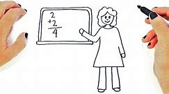 How to draw a Female Teacher Step by Step