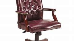Traditional Executive Swivel Chair in Oxblood Vinyl - Bed Bath & Beyond - 2201956