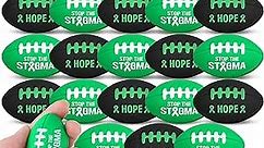 24 Pcs Mental Health Awareness Football Stress Balls Mini Foam Sports Ball Green Ribbon Football Toy Mental Health Gifts for Women Men Sports Birthday Party
