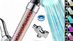 LED Handheld Shower Head Set with Filtration, Automatic 7-color Changing Shower Head Kit, High Pressure Handheld Shower Head with Hose and Bracket, Water Saving Showerheads with Filtration Beads