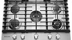 KitchenAid 30" Stainless Steel 5-Burner Gas Cooktop With Griddle - KCGS950ESS