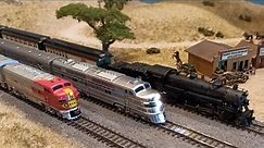 more N scale trainspotting of American trains at the jamboree 2023 of the GermaNTRAK club
