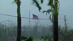 U.S. flag in Puerto Rico during Hurricane Maria