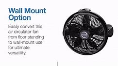 Lasko 20 in. 3 Speeds Cyclone Floor Fan in Black with 90 Degrees Tilt Adjustment, Built-In Carry Handle, Wall Mountable A20515