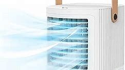 3-IN-1 Evaporative Air Cooler - fancole Small Air Conditioner w/3 Levels Humidify, 7 Colors Night Light, 3 Speeds Portable Air Cooler, USB Powered Mini Air Conditioner Portable for Room Desktop Office