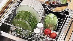 MAJALiS Sink Dish Drying Rack - Use for Countertops & in-Sinks & Over-Sink, Stainless Steel Dish Drainers for Kitchen Counter, Inside Sink Dish Dryer Racks, Kitchen Organizer, Silver