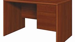 HON 107885RCO 10700 Series 48" x 30" x 29 1/2" Cognac Laminate Right 3/4 Height Single Pedestal Desk