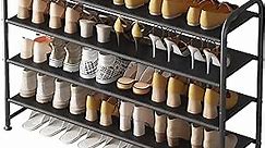 Shoe Rack 4 Tier Long Storage Organizer Wide Metal Shoe Shelf for Closet Entryway Black