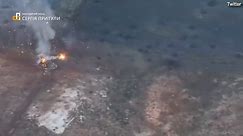 Russian tank explodes creating huge fireball in Ukrainian attack