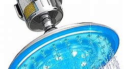 LED Shower Head Large 8” Rainfall + NO BS Shower Filter - 99% REMOVAL Shower Head Filter for Hard Water, Chlorine, Heavy Metals & More - Filtered Shower Head, Showerhead Filter