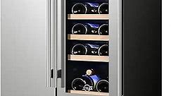 Tylza Wine and Beverage Refrigerator, 24 inch Dual Zone Wine Beverage Cooler Built-in and Freestanding, with Seamless Stainless Steel Door Quick Cooling Under Counter Beer Wine refrigerator