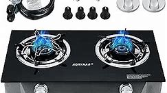 Horynar Propane Stove 2 Burner Propane Gas Stove Auto Ignition Portable Gas Stove 26000 BTU Propane Burners LPG with CSA Hose for Outdoor Cooking