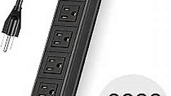 6 Outlet Metal Power Strip,Heavy Duty Wide Spaced Power Strip,Mountable Power Strip for Home Office Garage Workbench,6FT Extension Cord,Black