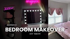 EXTREME ROOM MAKEOVER | pinterest inspired, new furniture, DIY vanity, room tour
