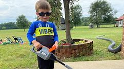 FUN with Toy Weed Wacker Cutting Down Straw Weeds | Using the Leaf Blower| Video for Kids & Toddlers