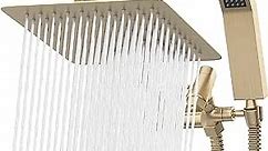 All Metal Shower Head 8" Dual Square Shower Head With Handheld Wand 71in Hose Set, High Pressure Rain Shower Heads Combo, 3-Way Diverter Rainfall Showerhead with Adjustable Extension Arm