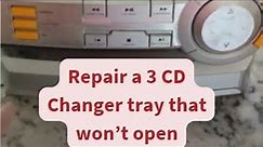 CD tray stuck on your stereo/ CD tray won't open? Watch 5 min video to repair a 3 CD changer.