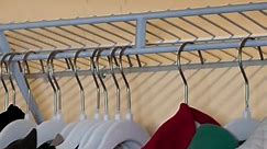 DIY hack! If you have wire shelves in your closet you need to get these decorative shelf covers from @The Home Depot. This wire shelf hack makes that top shelf look built in without any work #closethack #diyhacksforgirls #wireshelfcover #wireshelfhack