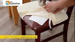 Genina Waterproof Seat Covers for Dining Room Chairs Covers Dining Chair seat Covers Kitchen Chair Covers slipcovers (Khaki, 6 Pcs)