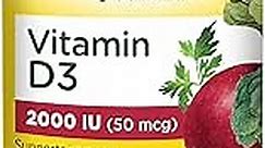 MegaFood Vitamin D3 2000 IU (50 mcg) - Vitamin D Supplements With Real Food, Immune Support, Supports Bones, Teeth & Muscles, Vegetarian, Certified Non-GMO, Kosher – 90 Tablets, 90 Servings