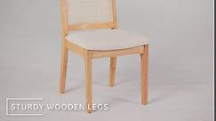 Walker Edison Boho Rattan Back Solid Wood Dining Chair, Set of 2, Black