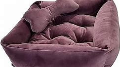 Lavender Luxury - Dog Bed, Furniture for Dogs, Made in USA, Puppy Friendly & Chew Proof, Size for All Dogs Large, Medium, and Small. Whole Bed Washable! (Medium, Burgundy)
