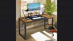 Industrial Computer Desk with Monitor Stand, Rustic Brown/Black