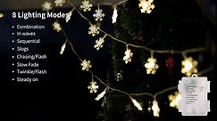2 Pack Christmas Snowflakes String Lights Outdoor, 50LED 24FT Snowflake Decorative Xmas Lights Battery Operated, 8 Lighting Modes & Timer, Waterproof for Garden Home Party Decoration, Cool White