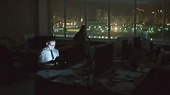 Man Sitting Alone Desk Dark Office Stock Footage Video (100% Royalty-free) 18171406 | Shutterstock
