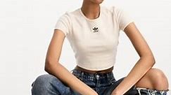 adidas Originals essential rib crop t-shirt in wonder white | ASOS