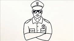 Easy Police Drawing - How to draw a Policeman easy step by step