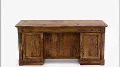 SAUDER 66 in. Rectangular Vintage Oak 6 Drawer Executive Desk with Keyboard Tray 420604