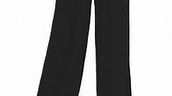 Chiclily Women's Belted Wide Leg Pants with Pockets Lightweight High Waisted Adjustable Tie Knot Loose Trousers Flowy Summer Beach Lounge Pants, US Size XL in Black