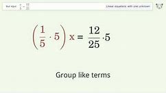 Solve x/5=12/25: Linear Equation Video Solution | Tiger Algebra