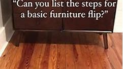 HERE👇🏽 Every furniture flip is different, but these are the basic steps to take when painting furniture: 1. Remove hardware and fill holes2. Scuff sand entire piece with 80 grit then 2203. Clean 4. Drill new hardware holes 5. Prime (paint roller: WHIZZ 4” cabinet roller from Lowe’s) 6. Paint (scuff sand with 220 grit sanding sponge in between coats). Here I mixed Little Blue Box (SW) Lakeshore (SW) Ultra Pure White (Behr) in high gloss. (I usually use satin or flat acrylic paint.) 7. Topcoat w