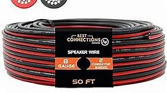Audiopipe 8 GA Zip Cord Speaker Cable - Car Audio Stereo Radio Amplifier Remote Battery 12 Volt Automotive Wiring - 50 ft Red & Black Bonded (50' Red/Black Bonded)
