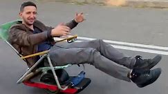 Bonkers INVENTOR drives a lawn chair on wheels!