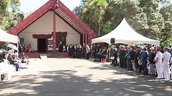 Jacinda Ardern is speaking at Waitangi.