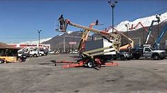 SOLD - Aerial Manlift Boom Lift JLG T500J 50' Tow Behind Honda Gas Towable FOR SALE $26,800