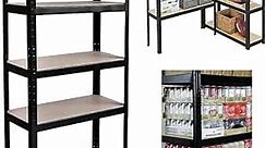 5-Tier Meta Garage Shelving,Heavy Duty Storage Shelves for Garage Storage, Adjustable Metal Shelves for Storage Shelving Sheds, Warehouses, 875kg Capacity, Industrial Storage Racks,180x90x40cm,Black