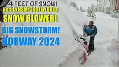 HONDA SNOW BLOWER HSM1390i HYBRID. Big snow storm in Norway 2024!