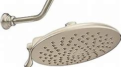 Moen S113BN Waterhill 14-Inch Replacement Extension Curved Shower Arm, Brushed Nickel with Moen S6320BN Velocity Two-Function 8-Inch Diameter Rainshower Showerhead, Brushed Nickel