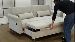 77.5"W 3 in 1 Convertible Queen Sleeper Sofa Bed Soft Fabric Loveseat Futon Sofa&Couch with Pullout Sofabed and Pillows ,Oversized Love Seat Lounge Sofá cum Sofábed W/Rolled Arm,Wood Legs & USB Port