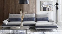 Furniture CLOSEOUT! Evanora Fabric and Leather Sectional Collection, Created for Macy's - Macy's