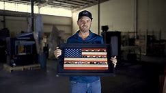 Challenge Coin Holder Wood American Flag Overview - Flags of Valor