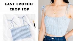 Easy Crochet Crop Top - How to crochet a Ribbed Singlet with Tie Straps!