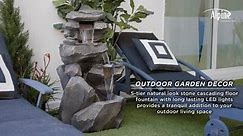 Alpine Corporation 40 in. Tall Outdoor 5-Tier Rock Cascading Waterfall Fountain with LED Lights WIN1184