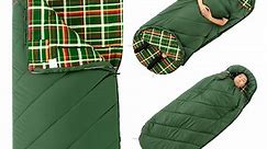 KingCamp Wearable Sleeping Bag Oversized Lightweight Cotton Flannel With with Arm Holes for Adult Camping Hiking Travel 9°F-44°F Green
