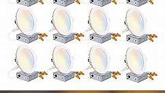 12 Pack 6 Inch 5CCT LED Recessed Ceiling Light with Night Light, CRI90, 14W=100W, 1200lm, 2700K/3000K/3500K/4000K/5000K, Can-Killer Downlight, J-Box Included